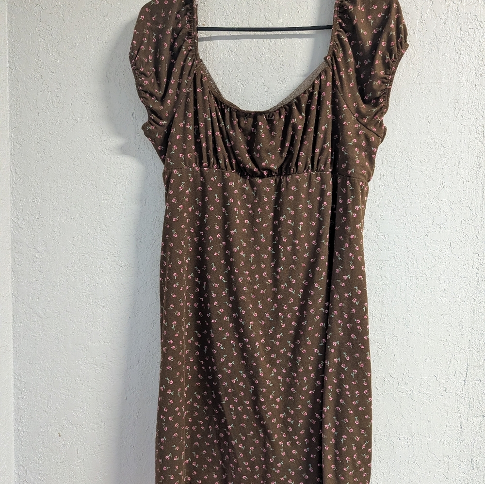 Floral babydoll Mini Dress XL 16/18 Cottagecore Dainty Boho Festival Stretch - Picture 7 of 7